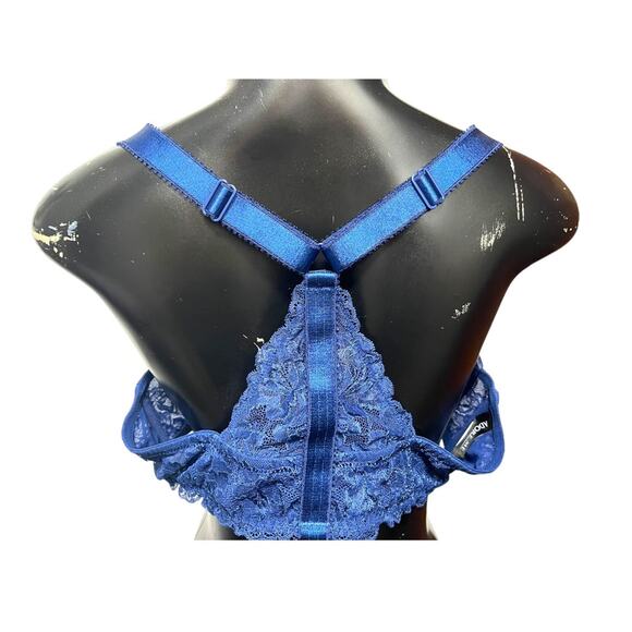 42D Adore Me Lace Front Closure Bra Blue Underwire Padded - Picture 7 of 11